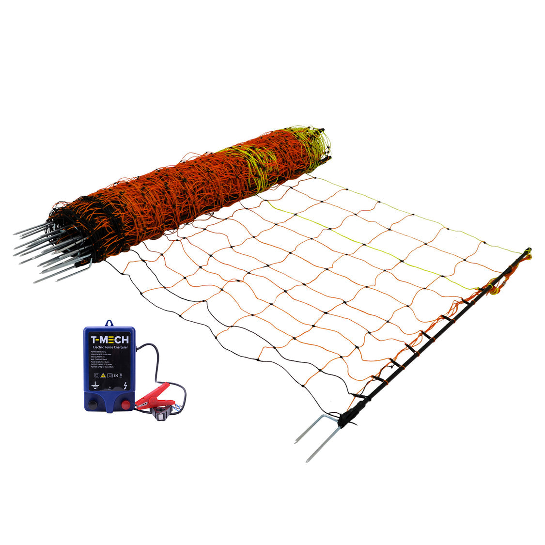 Malha Elétrica Aves 50m Cerca e Postes Malha Galinha 120cm de Altura e Eletrificador