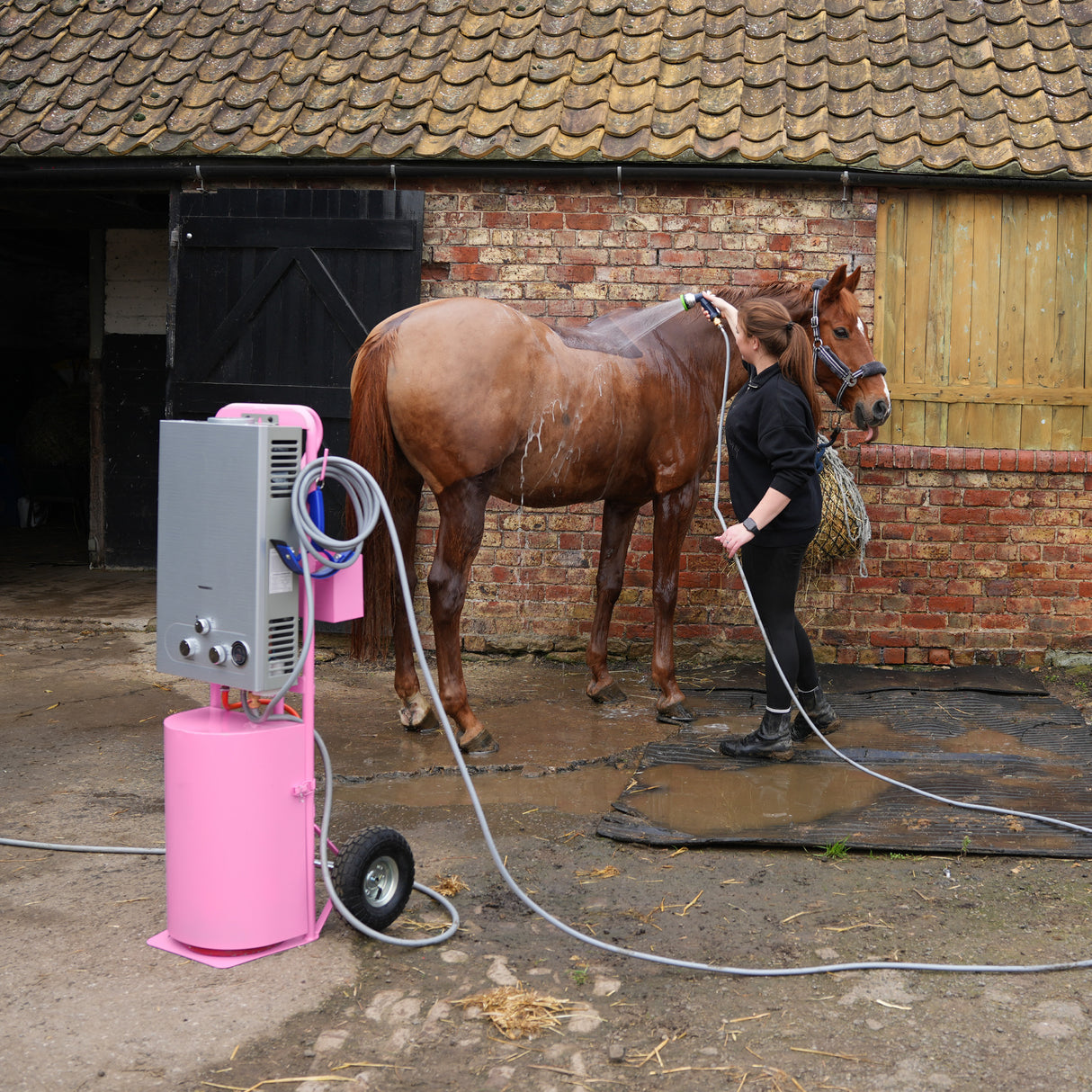Ducha Portátil para Cavalos Deluxe - Rosa