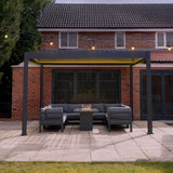 Pérgola de alumínio antracite com luzes LED - 3m x 3m