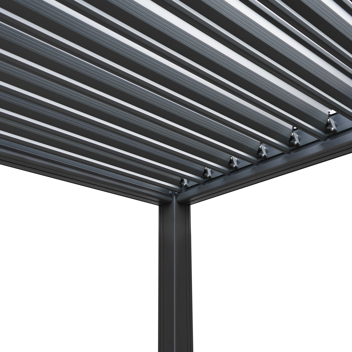 Pérgola de alumínio antracite com luzes LED - 3m x 3m