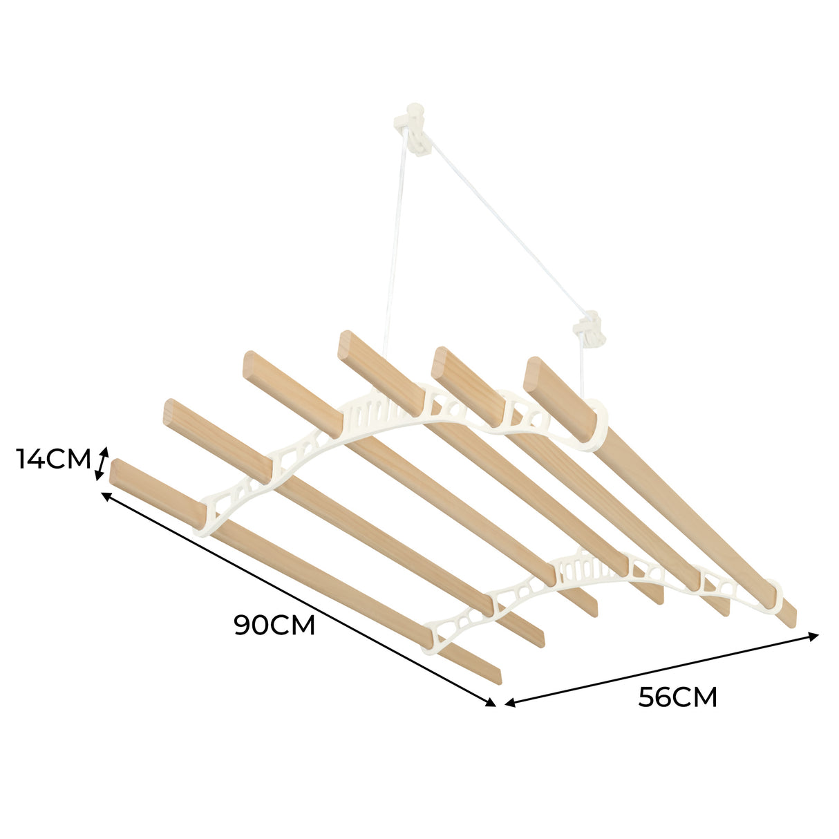 Varal de teto com polia para roupas - Marfim - 0,9 m