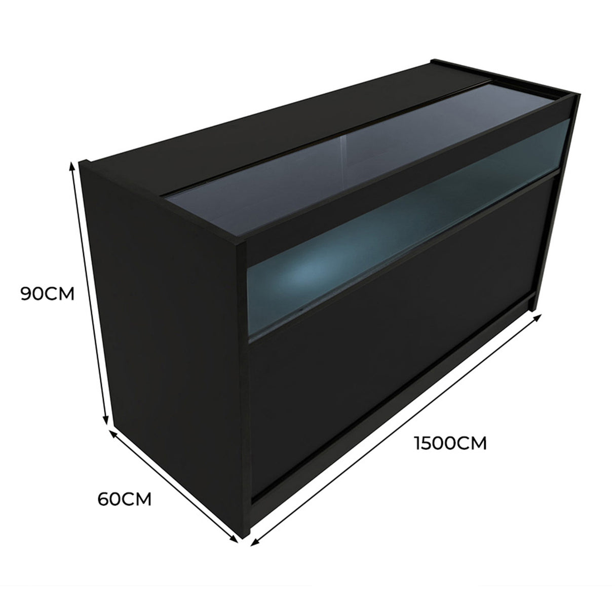 Balcão Comercial com Luz LED B1500 – Preto