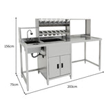 Conjunto de estação de trabalho para chá de bolhas (Frigorífico de Portas Corrediças)