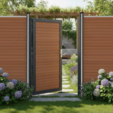 Portão de Vedação Exterior em WPC e Alumínio | Marrom