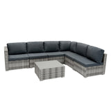 Conjunto Modular de Móveis de Pátio de Ratã - Cinza | 7 Peças
