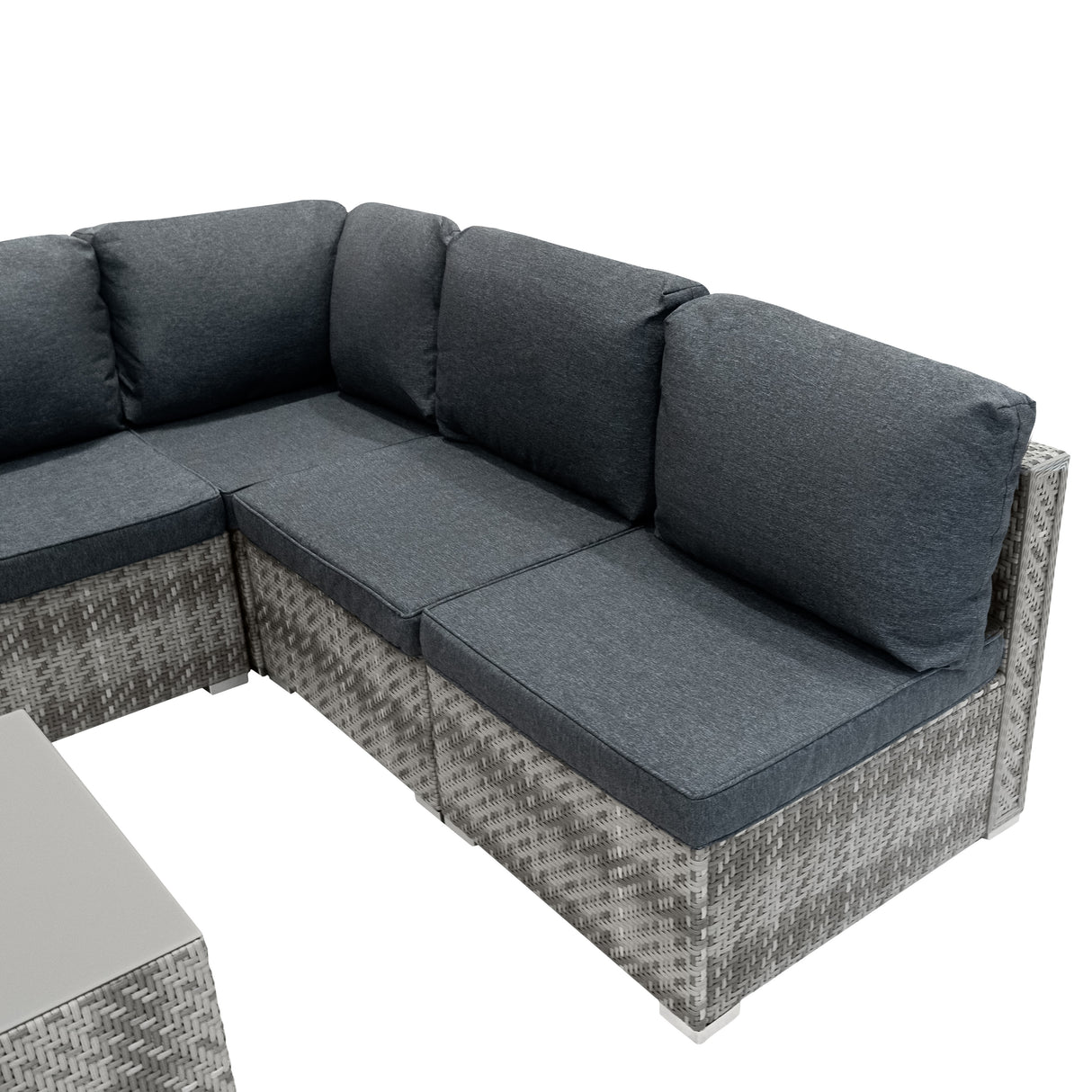 Conjunto Modular de Móveis de Pátio de Ratã - Cinza | 7 Peças