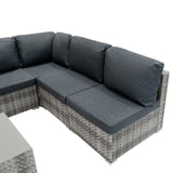 Conjunto Modular de Móveis de Pátio de Ratã - Cinza | 7 Peças