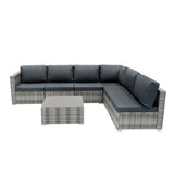 Conjunto Modular de Móveis de Pátio de Ratã - Cinza | 7 Peças