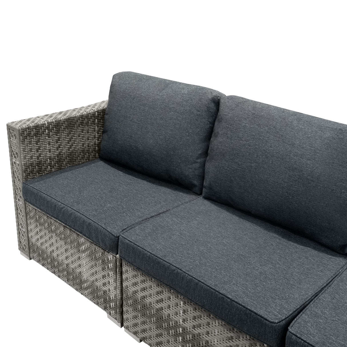 Conjunto Modular de Móveis de Pátio de Ratã - Cinza | 7 Peças