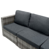 Conjunto Modular de Móveis de Pátio de Ratã - Cinza | 7 Peças