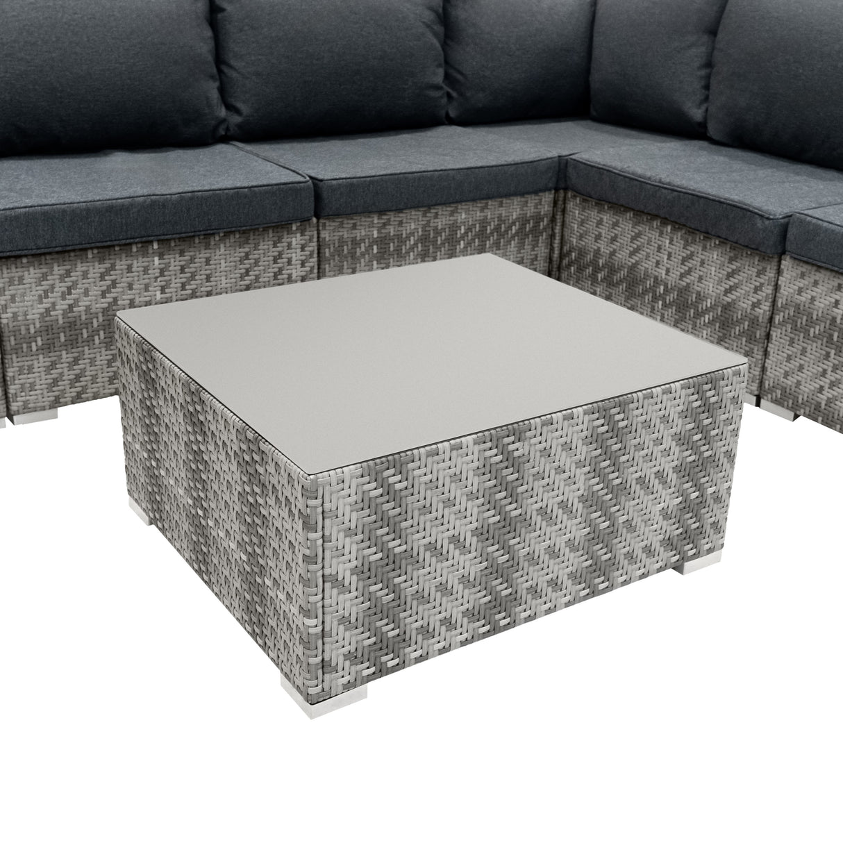 Conjunto Modular de Móveis de Pátio de Ratã - Cinza | 7 Peças