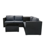 Conjunto Modular de Ratán (6 peças) com Caixa de Armazenamento 700L Serafina (Preto)