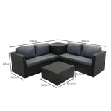 Conjunto Modular de Ratán (6 peças) com Caixa de Armazenamento 700L Serafina (Preto)