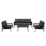 Conjunto de jardim de alumínio 5 lugares Cinza + Caixa em Rattan Preto