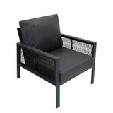 Conjunto de jardim de alumínio 5 lugares Cinza + Caixa em Rattan Preto