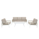 Conjunto de jardim de alumínio 5 lugares Branco + Caixa em Rattan Preto