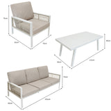 Conjunto de jardim de alumínio 5 lugares Branco + Caixa em Rattan Preto