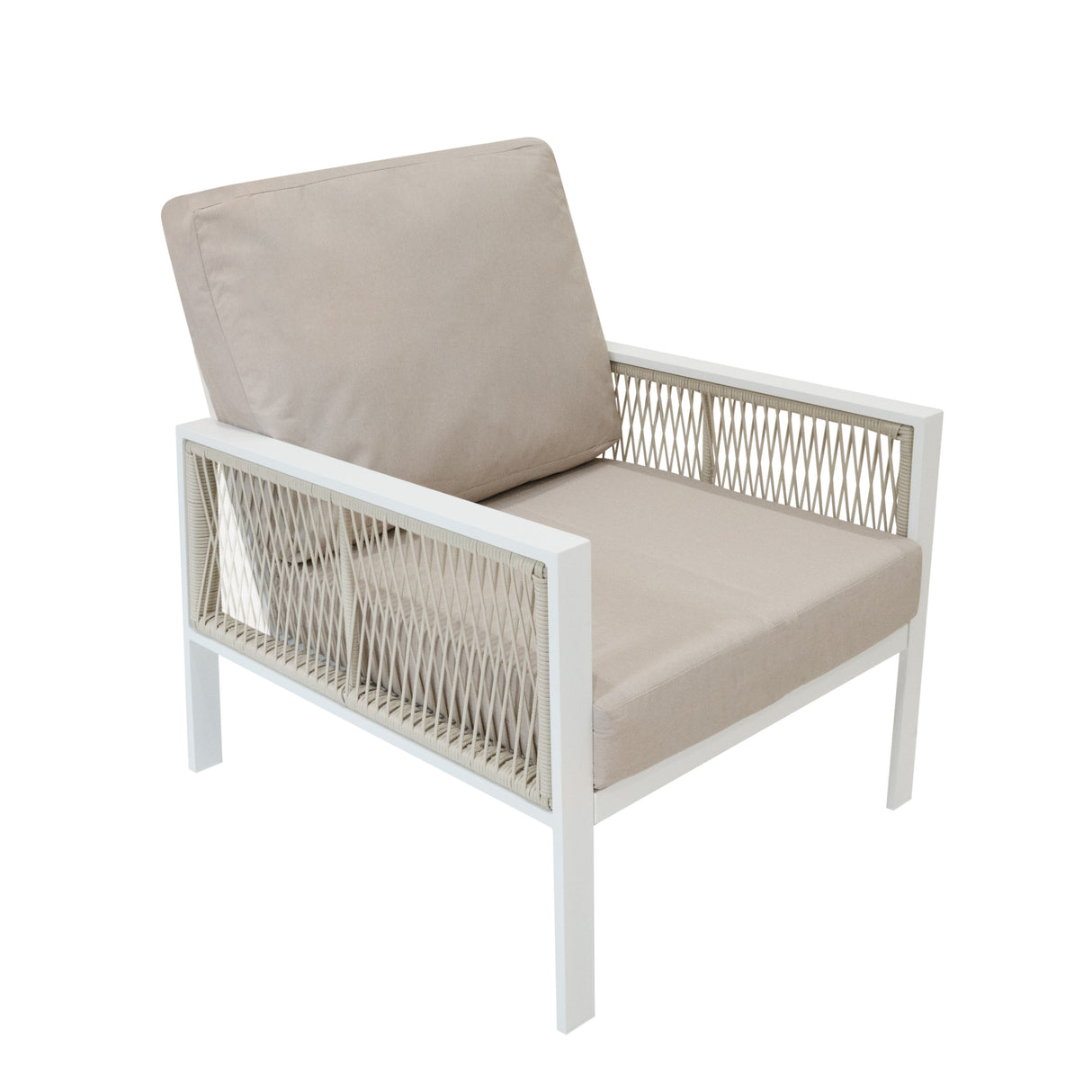 Conjunto de jardim de alumínio 5 lugares Branco + Caixa em Rattan Preto