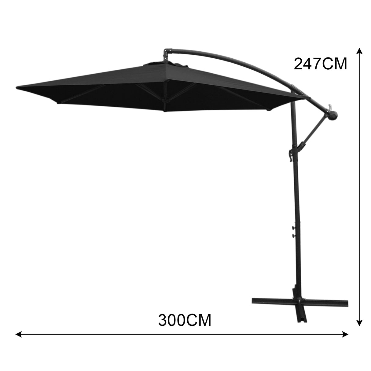 Conjunto de sofá em antracite com guarda-sol preto, estrutura metálica, design moderno e elegante, ideal para áreas externas