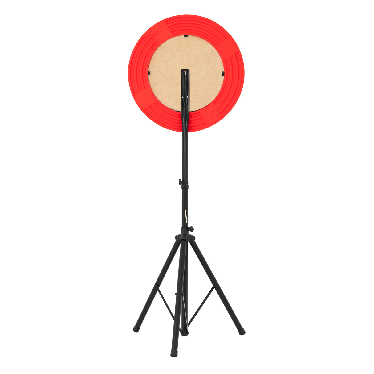 Jogo de dardos com moldura LED, estrutura preta, alvo redondo vermelho e superfície de sisal, ideal para jogos em casa ou festas