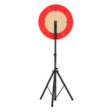 Jogo de dardos com moldura LED, estrutura preta, alvo redondo vermelho e superfície de sisal, ideal para jogos em casa ou festas