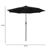 Guarda-Sol Inclinável LED 2,7 m – Preto