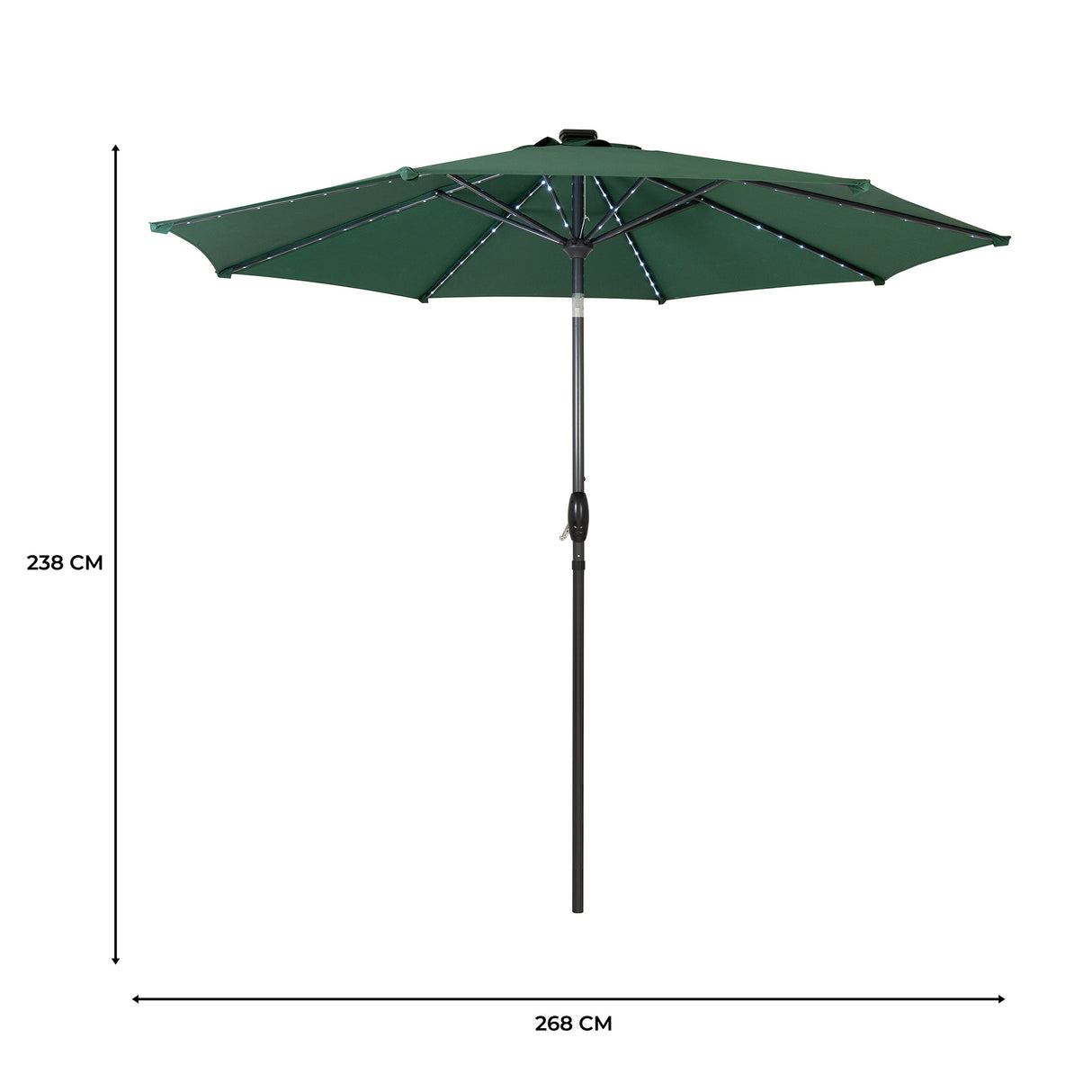 Guarda-Sol Inclinável LED 2,7 m – Verde
