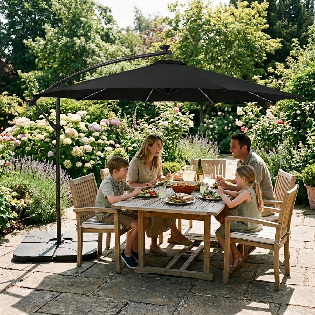 Guarda-Sol Suspenso LED 3 m – Preto