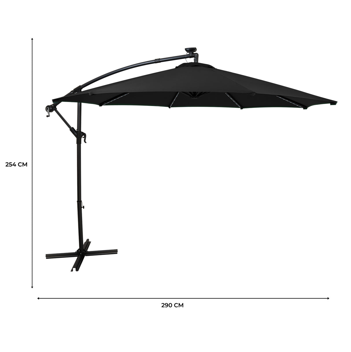 Guarda-Sol Suspenso LED 3 m – Preto