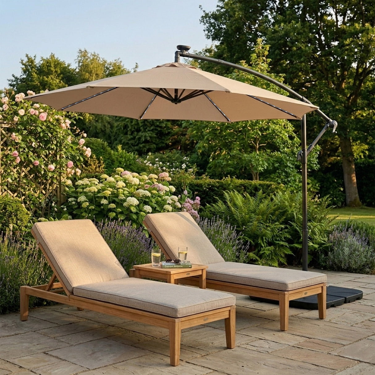 Guarda-Sol Suspenso LED 3 m – Bege