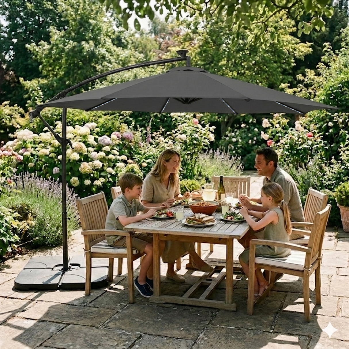 Guarda-Sol Suspenso LED 3 m – Cinzento