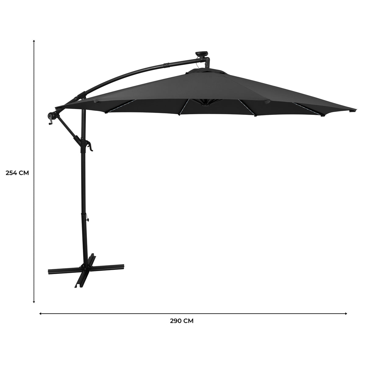 Guarda-Sol Suspenso LED 3 m – Cinzento