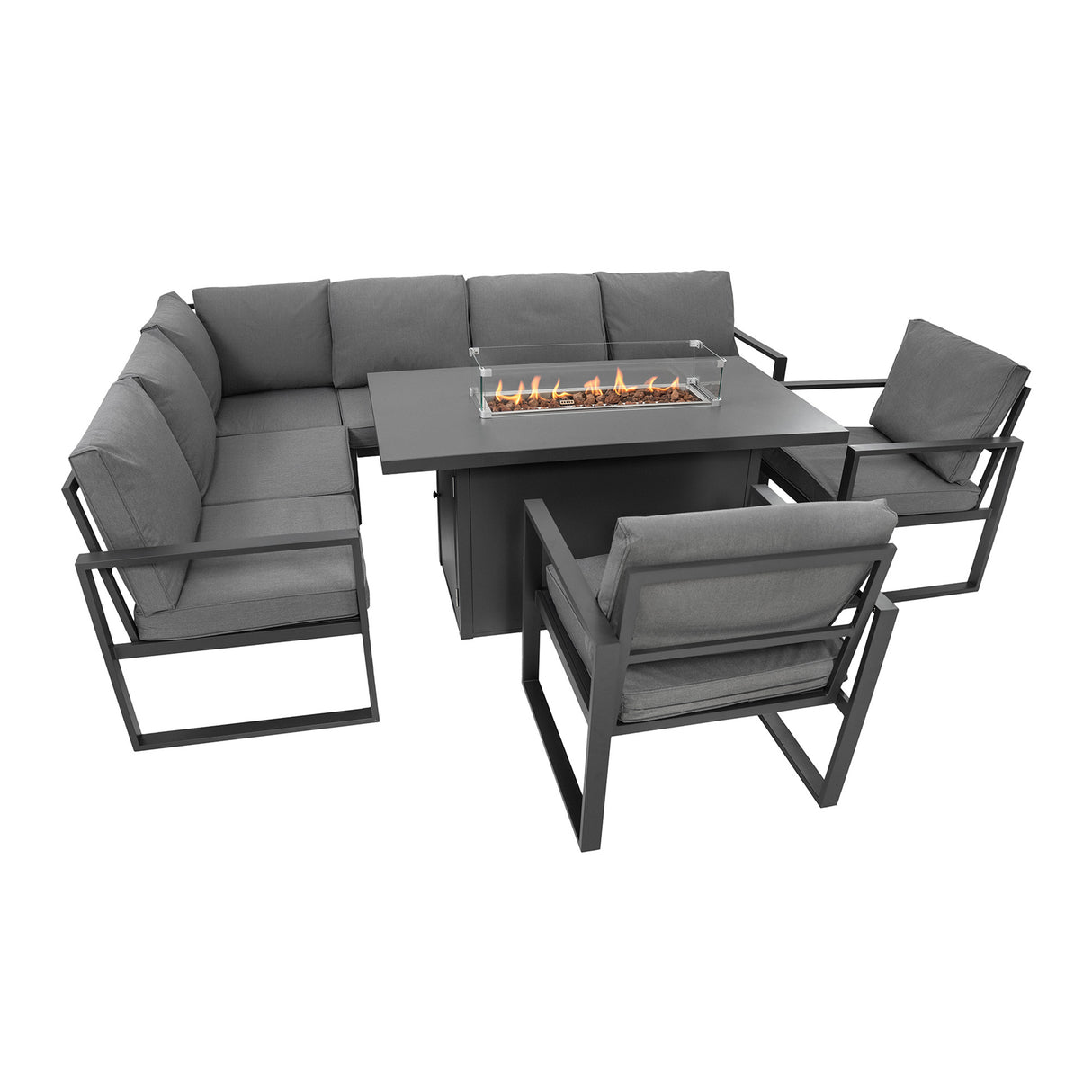 Conjunto de Jardim em Alumínio para 7 Pessoas com Mesa Lareira