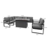 Conjunto de Jardim em Alumínio para 7 Pessoas com Mesa Lareira