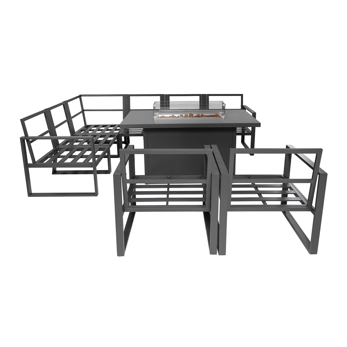 Conjunto de Jardim em Alumínio para 7 Pessoas com Mesa Lareira