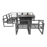 Conjunto de Jardim em Alumínio para 7 Pessoas com Mesa Lareira