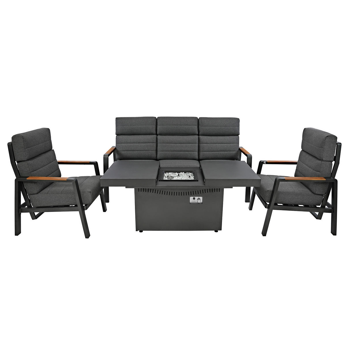 Conjunto de Jardim Reclinável para 5 Pessoas com Mesa Lareira
