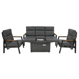 Conjunto de Jardim Reclinável para 5 Pessoas com Mesa Lareira