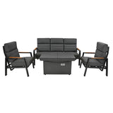 Conjunto de Jardim Reclinável para 5 Pessoas com Mesa Lareira