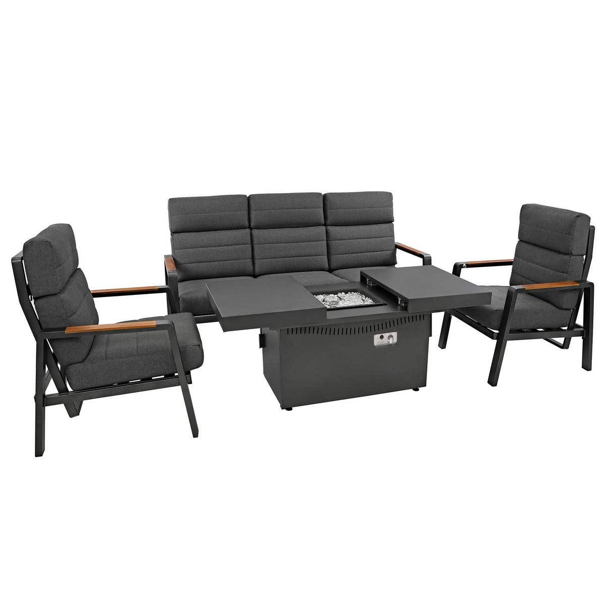 Conjunto de Jardim Reclinável para 5 Pessoas com Mesa Lareira