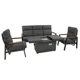 Conjunto de Jardim Reclinável para 5 Pessoas com Mesa Lareira