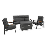 Conjunto de Jardim Reclinável para 5 Pessoas com Mesa Lareira