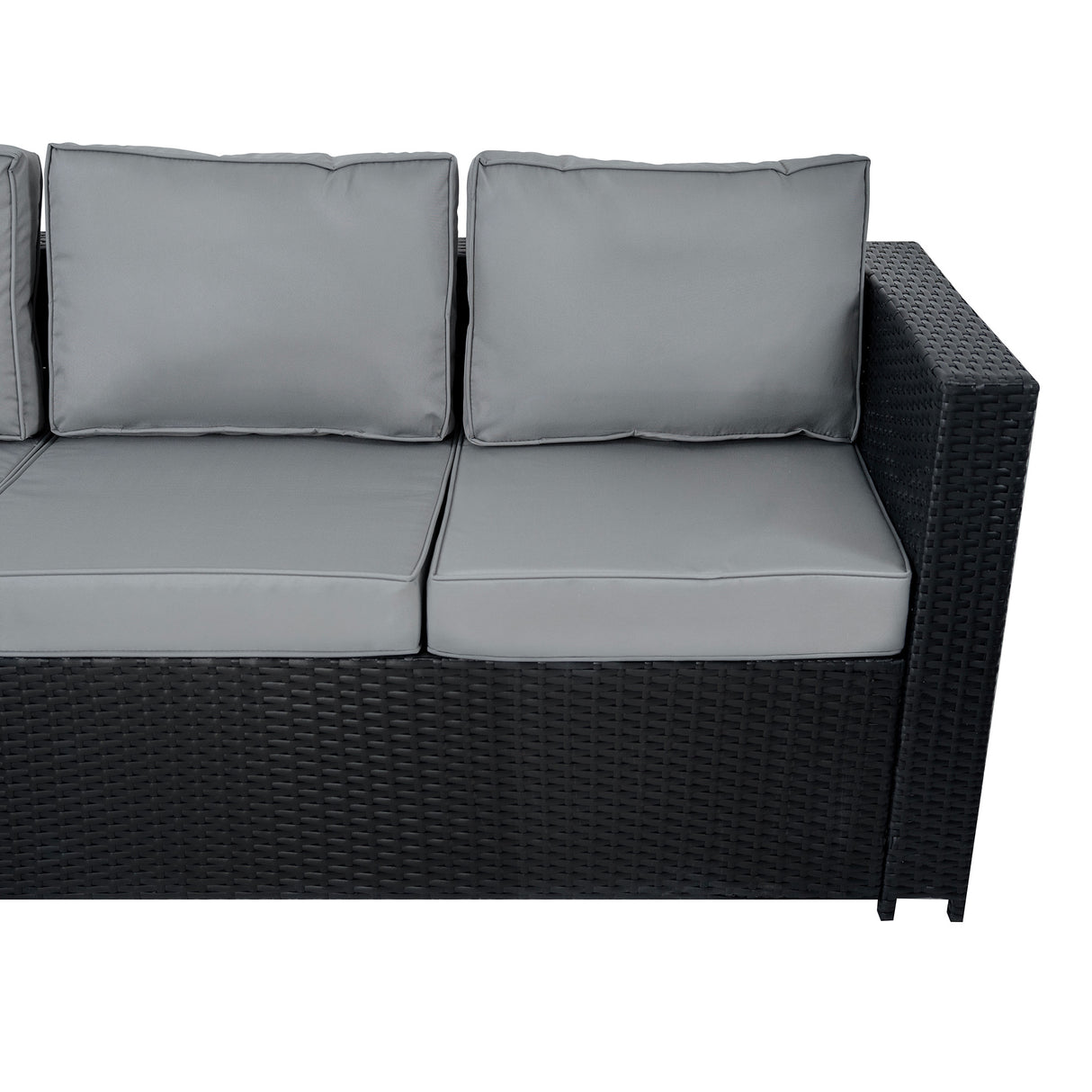 Conjunto de Jardim em Rattan 8 Lugares com Mesa de Fogo a Gás – Preto