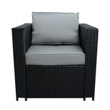 Conjunto de Jardim em Rattan 8 Lugares com Mesa de Fogo a Gás – Preto