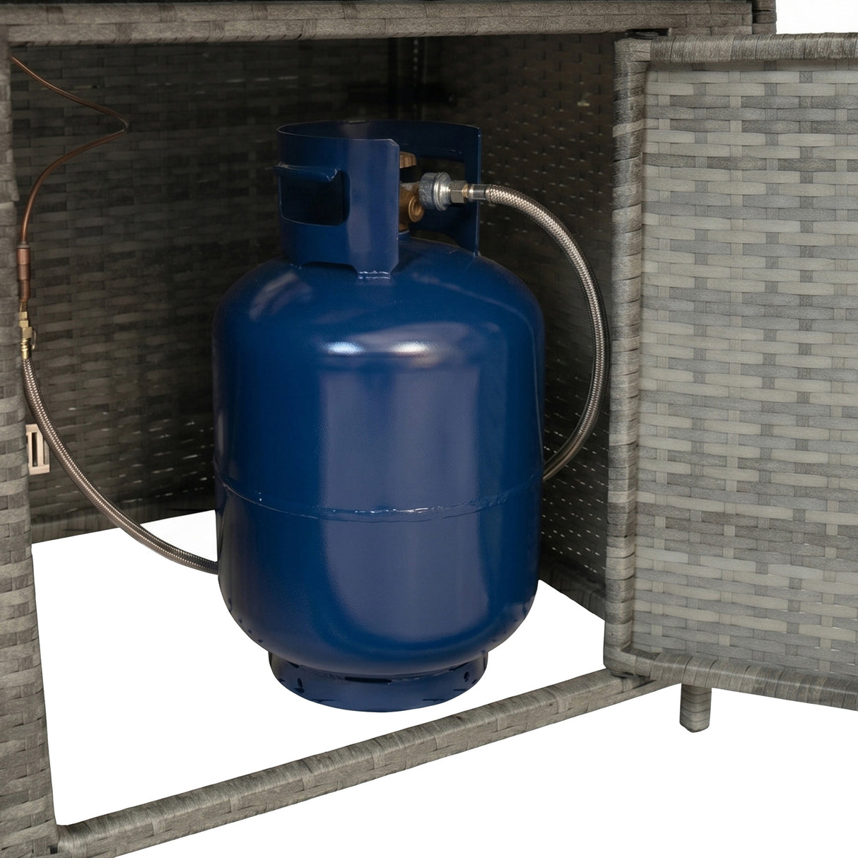 Conjunto de Jardim em Rattan 8 Lugares com Mesa de Fogo a Gás – Cinzento