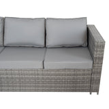 Conjunto de Jardim em Rattan 8 Lugares com Mesa de Fogo a Gás – Cinzento
