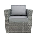 Conjunto de Jardim em Rattan 8 Lugares com Mesa de Fogo a Gás – Cinzento