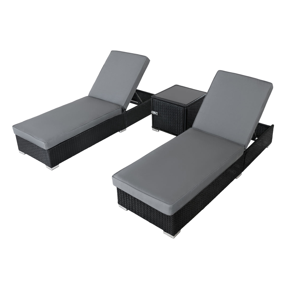 Conjunto de Espreguiçadeiras de Jardim em Rattan