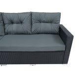 Conjunto de Jardim em Ratã com Sofá de Canto e Mesa em Madeira Sintética – Preto