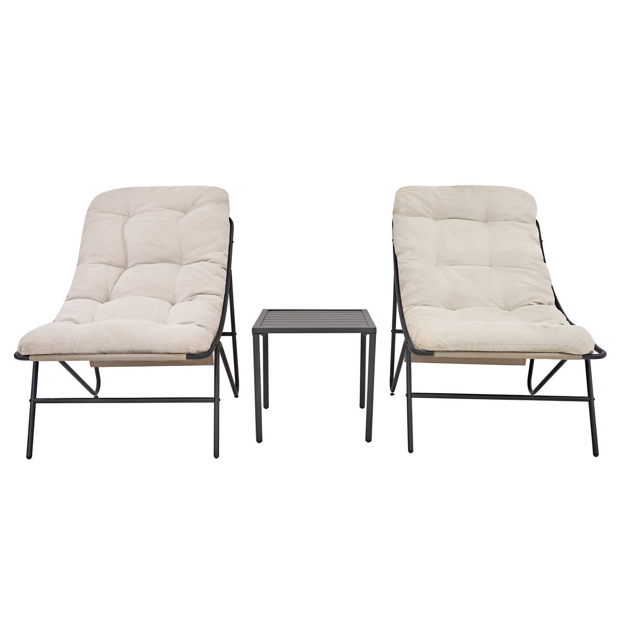 Conjunto de Jardim de 3 Peças – Cinzento e Creme